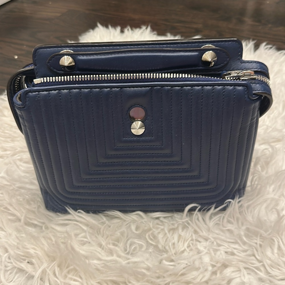 New Fendi shoulder bag in a soft lamb skin, blue color.